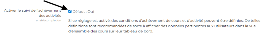 Activer le suivi de l'achèvement d'activité