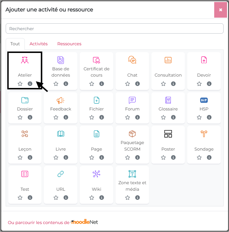 sélectionner devoir