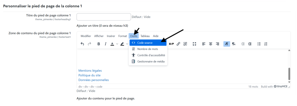 ajout document pied de page