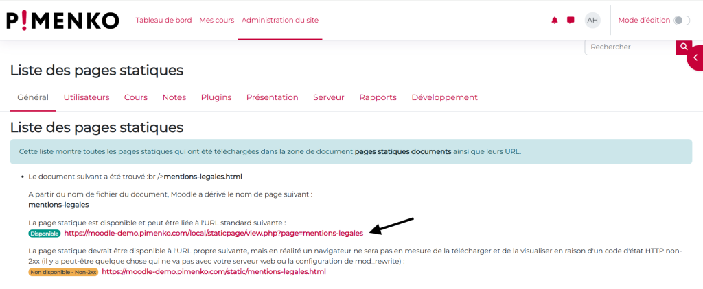 liens vers documents statiques