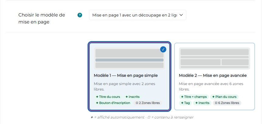 Page de paramètres de la méthode d'inscription Enroll Synopsis : choix du modèle