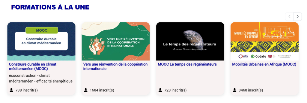 Vue du bloc "Cours à la une" premium