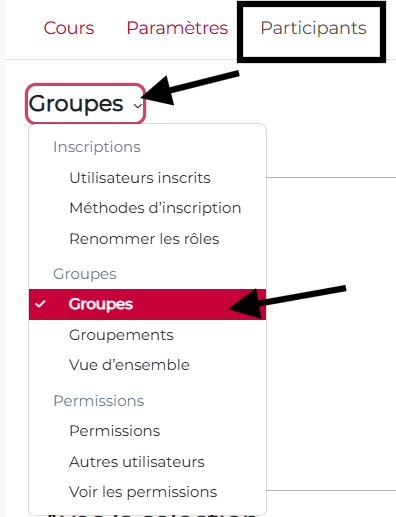 accéder à l'onglet groupe