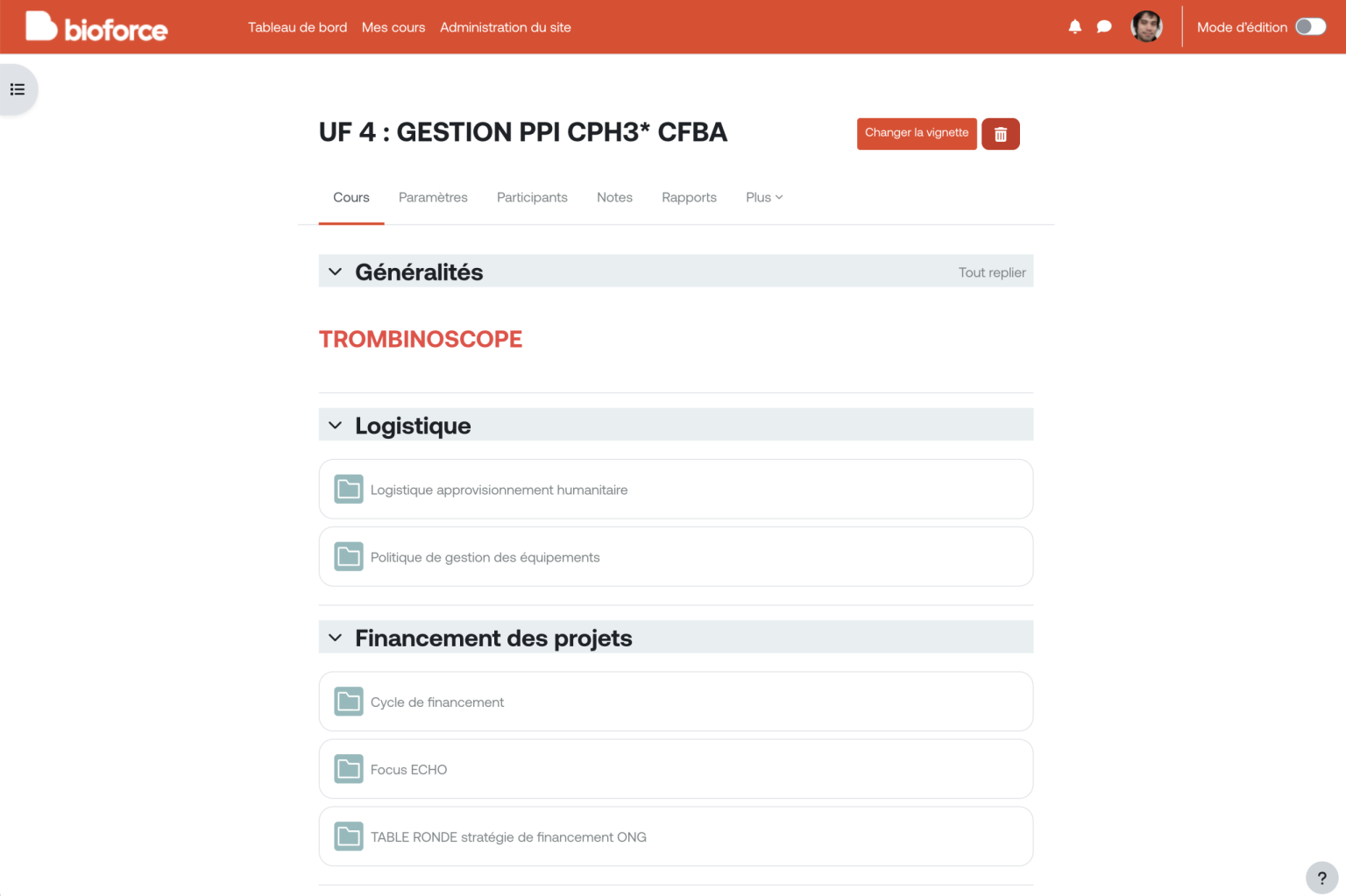 Plateforme LMS organisme de formation : exemple d'un cours