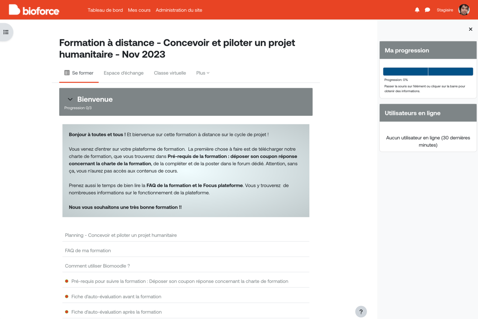 Plateforme LMS organisme de formation : exemple d'un cours