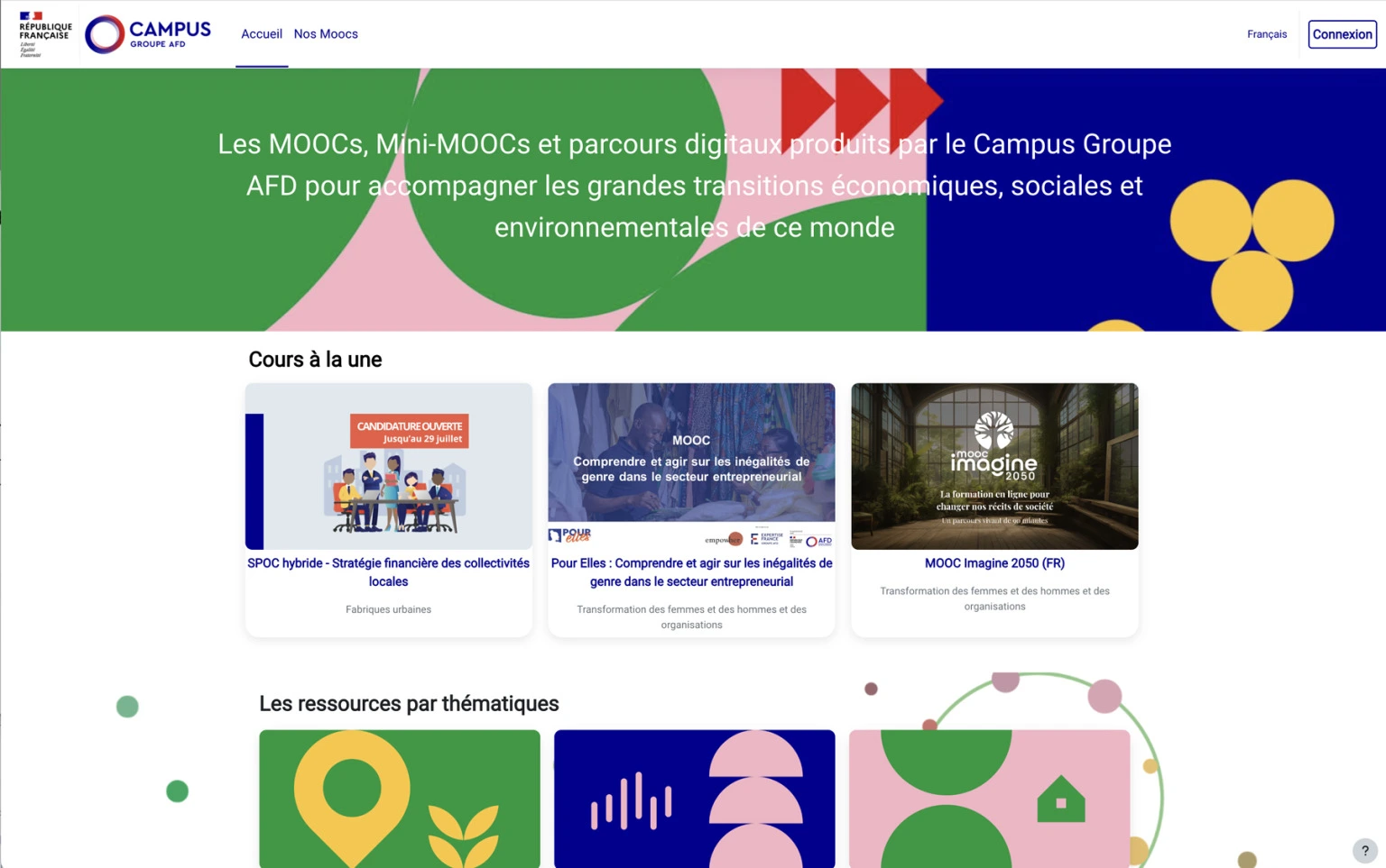 Page accueil LMS MOOC Campus