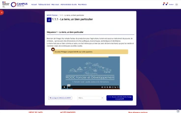 Page de cours LMS MOOC Campus