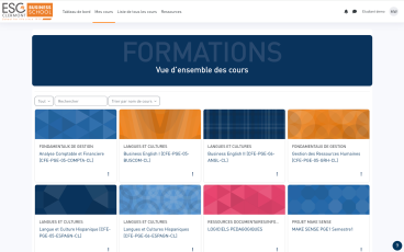 tableau de bord LMS ESC Clermont Ferrand