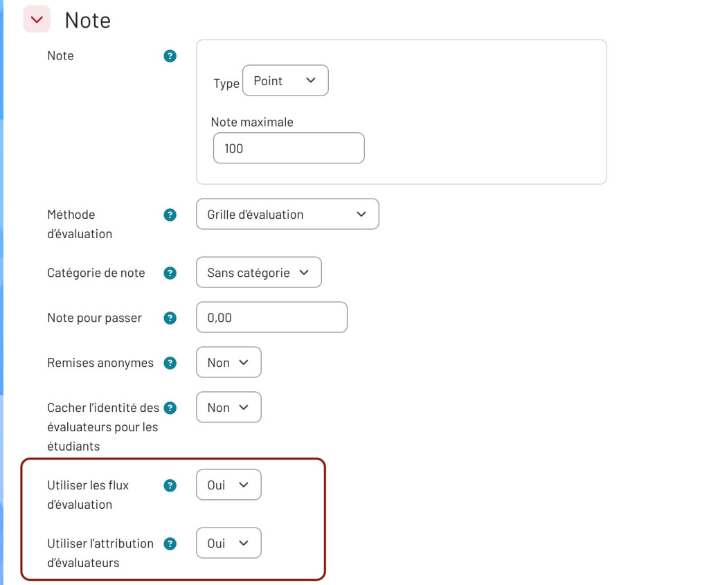 Système de double correction et flux d'évaluation dans Moodle 5.1