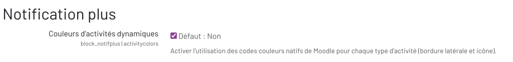 Option couleurs d'activités dynamiques