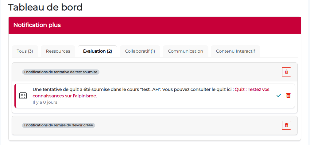 Learner assessment tab