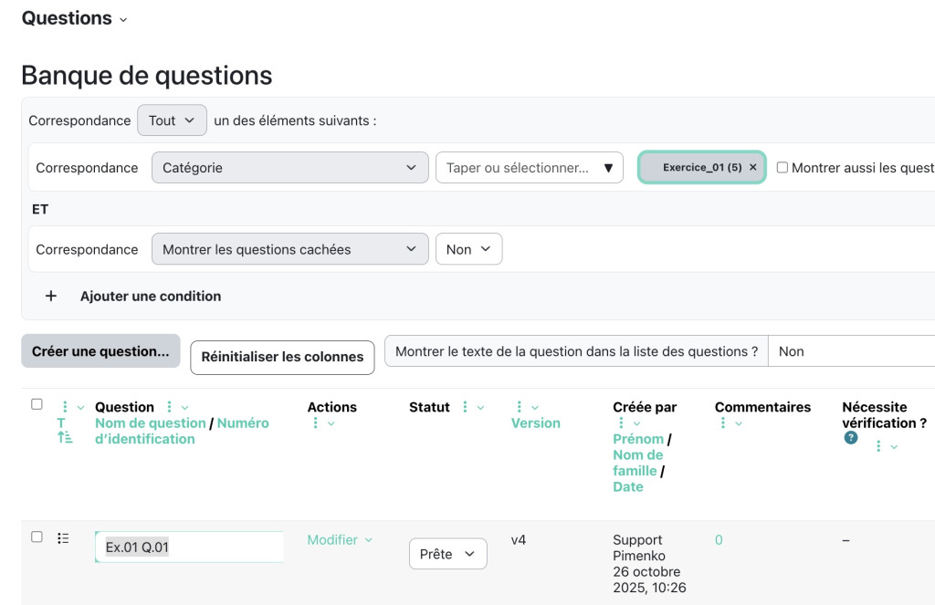 Renommage d'une question dans la banque de questions Moodle 5.2