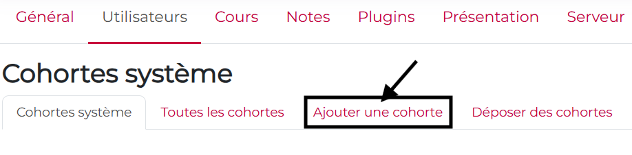 Bouton "Ajouter une cohorte"