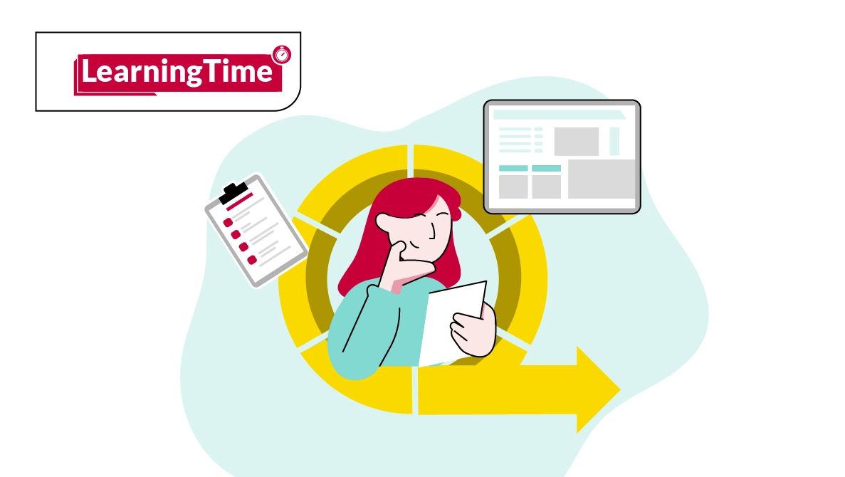 LearningTime illustration – a learner reviewing a Moodle training time tracking report