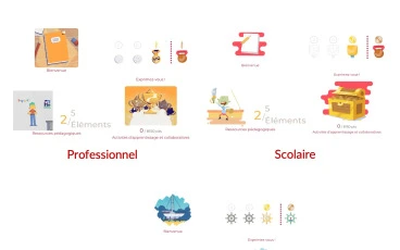 LudiLearn – 3 univers visuels Moodle adaptés au public : Professionnel, Scolaire et Lycéen, chacun avec ses propres éléments graphiques