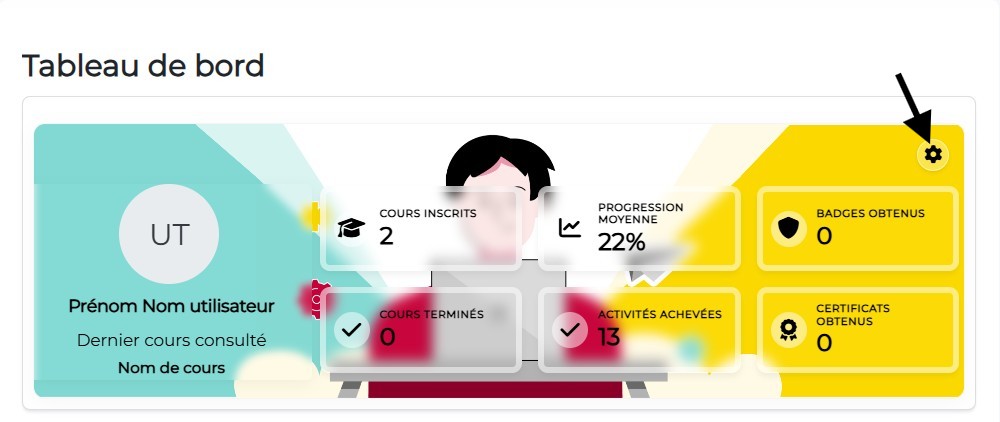 Bloc "Ma progression", bouton paramètres